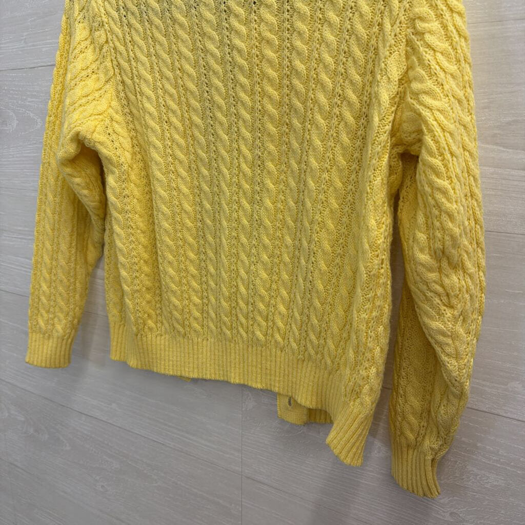 Vintage Classics Elliot Yellow Cable Knit Cardigan Sweater Small