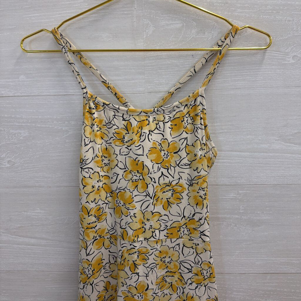 Pact White/ Yellow Floral Print Midi Dress Small