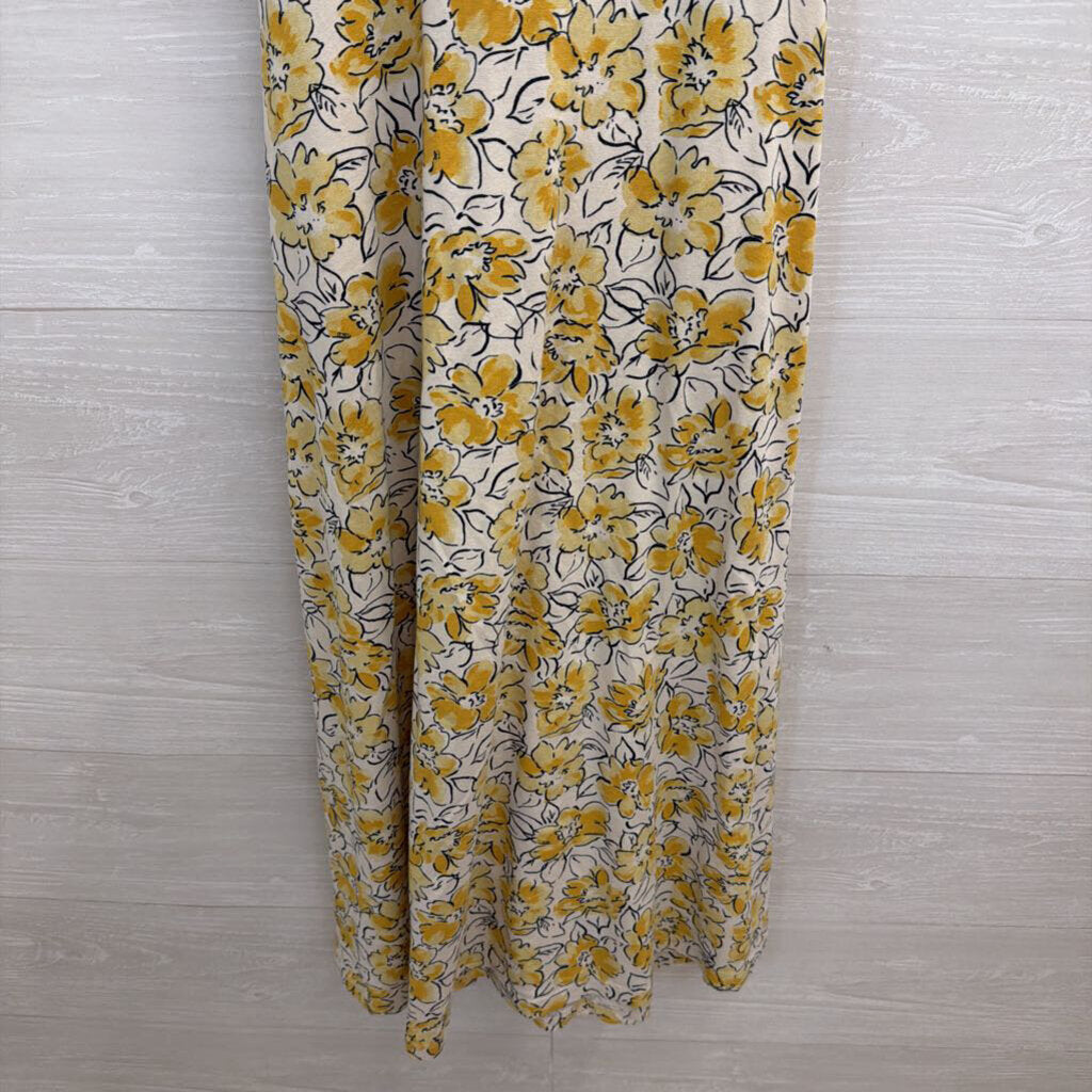 Pact White/ Yellow Floral Print Midi Dress Small