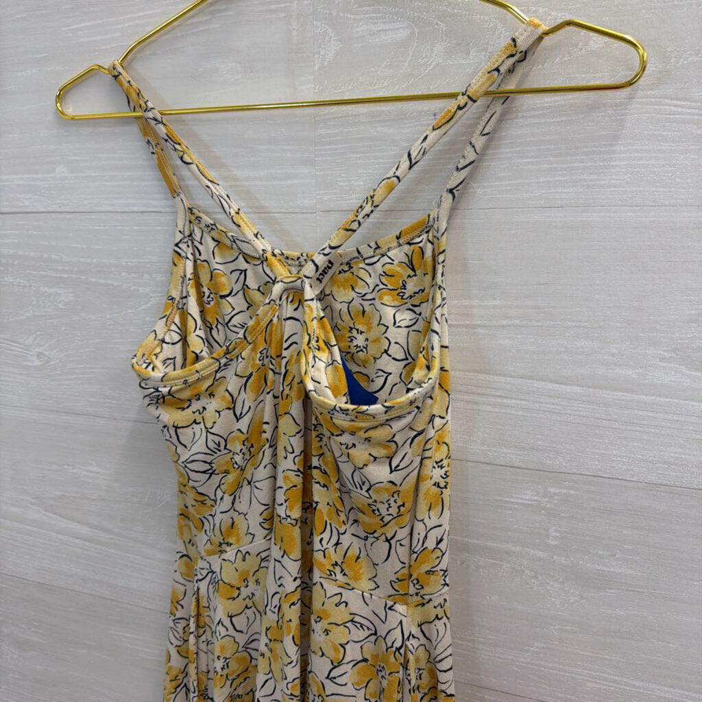 Pact White/ Yellow Floral Print Midi Dress Small