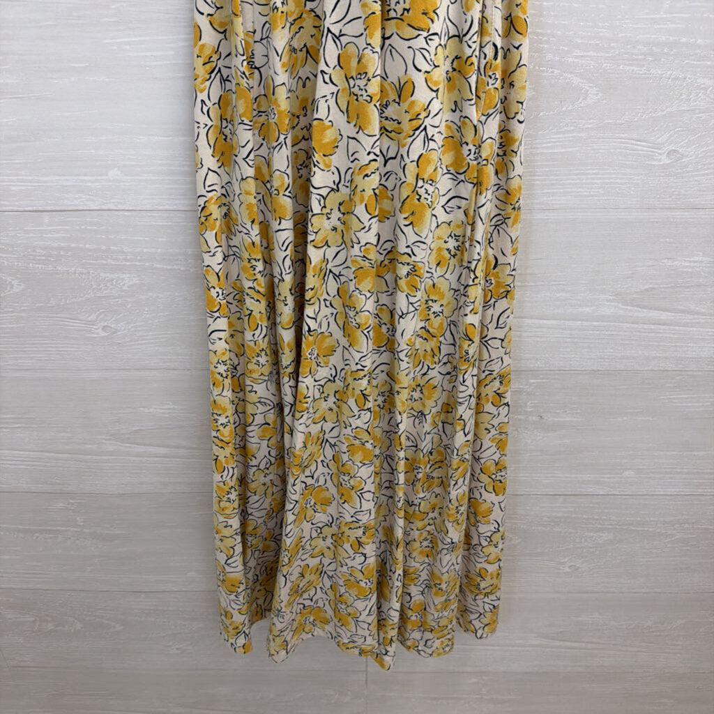 Pact White/ Yellow Floral Print Midi Dress Small