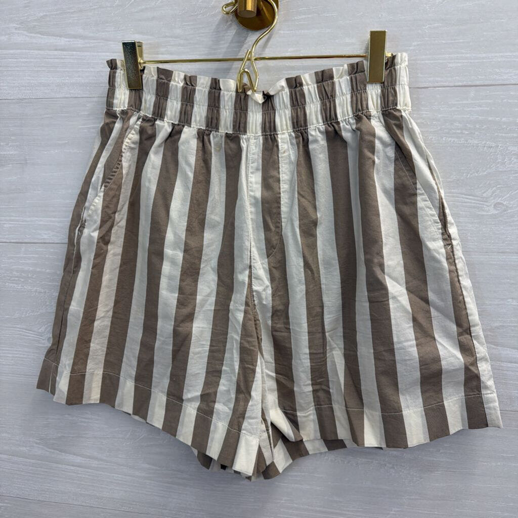 Aerie Brown/ White Striped High Waister Boxer Style Shorts Small