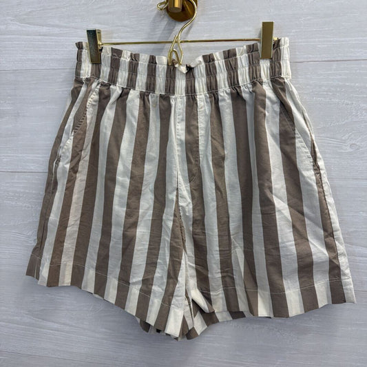 Aerie Brown/ White Striped High Waister Boxer Style Shorts Small
