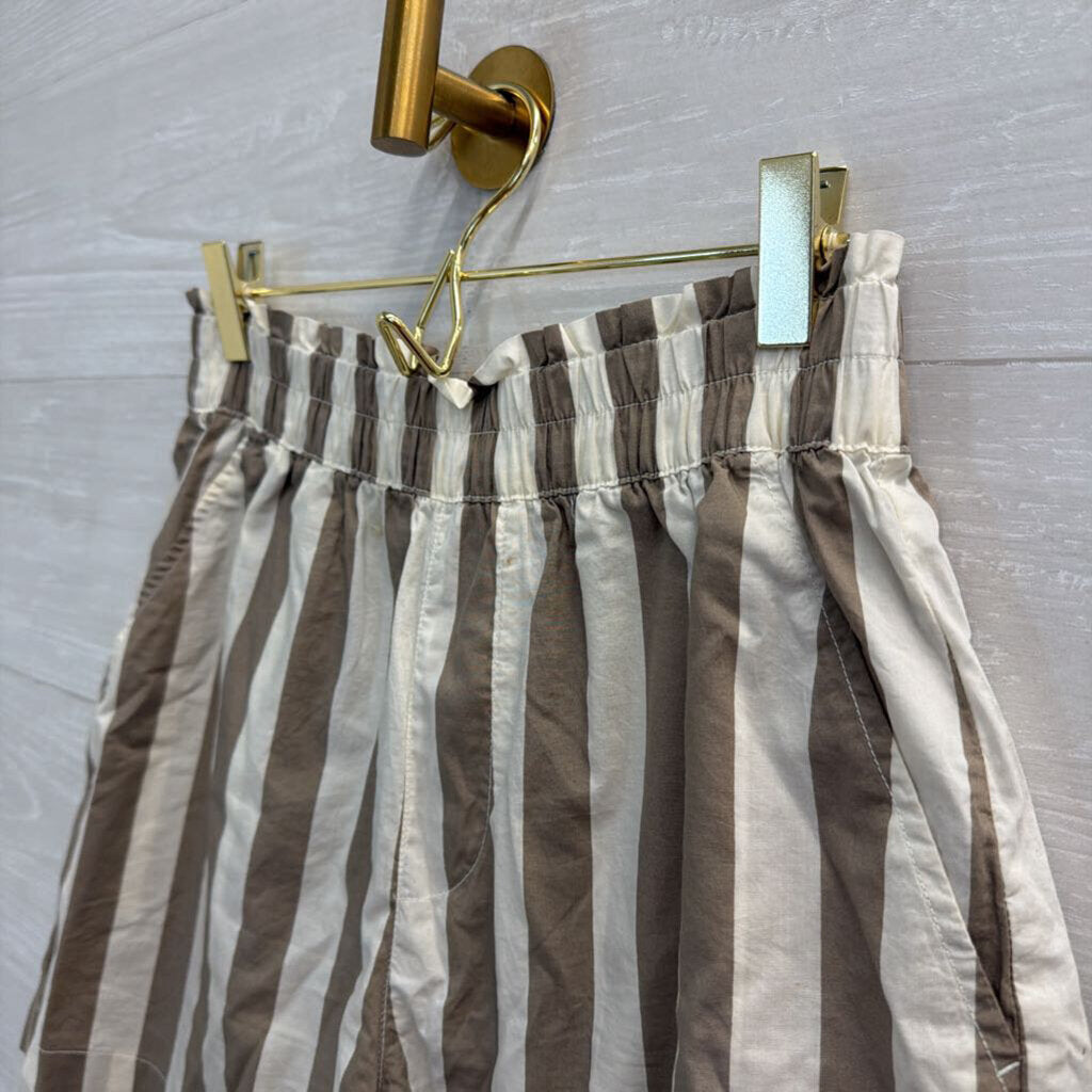 Aerie Brown/ White Striped High Waister Boxer Style Shorts Small