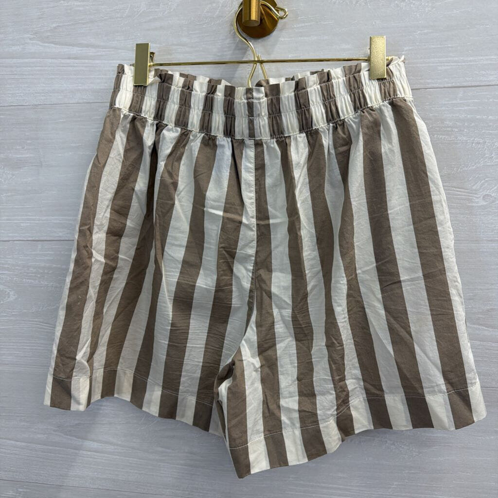 Aerie Brown/ White Striped High Waister Boxer Style Shorts Small