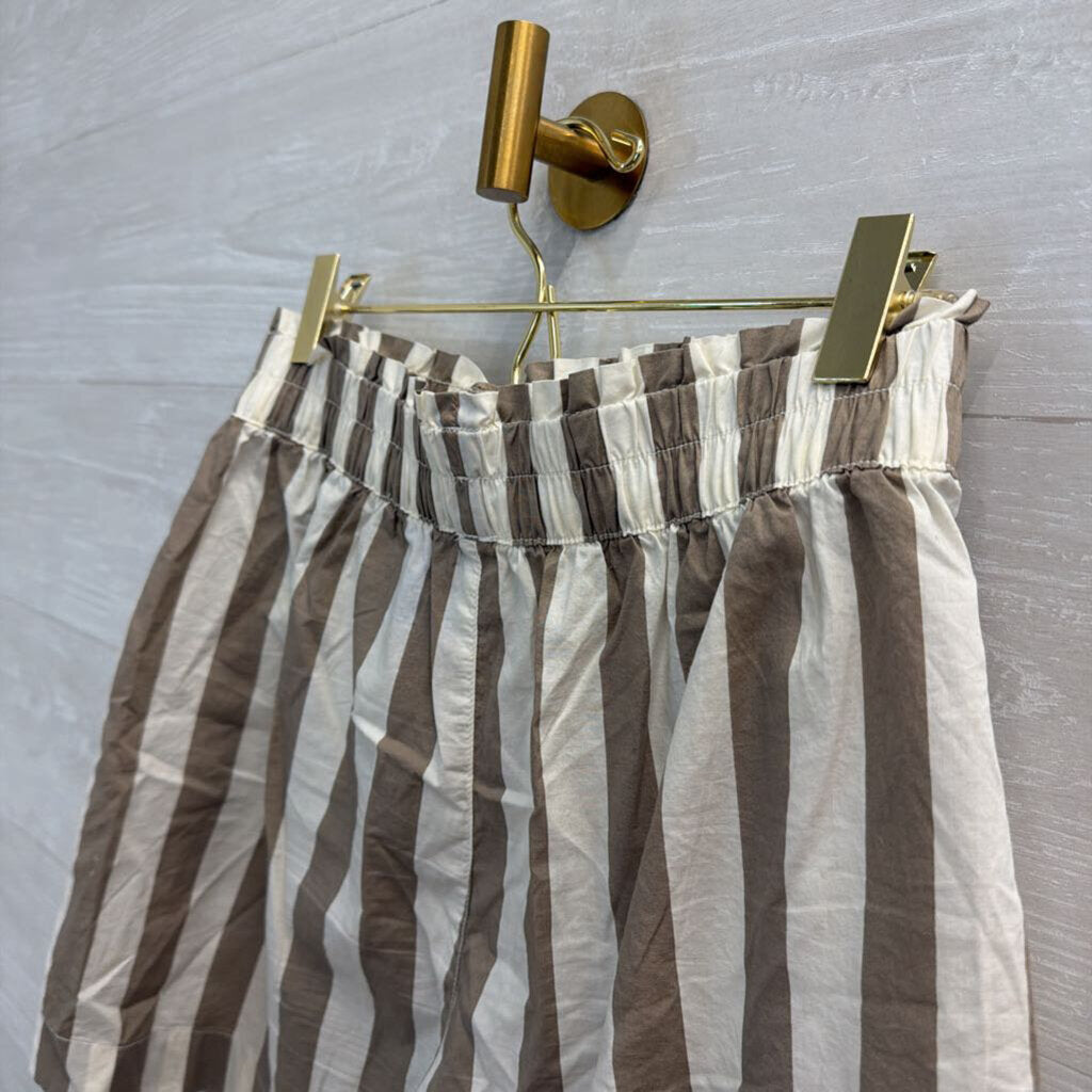 Aerie Brown/ White Striped High Waister Boxer Style Shorts Small