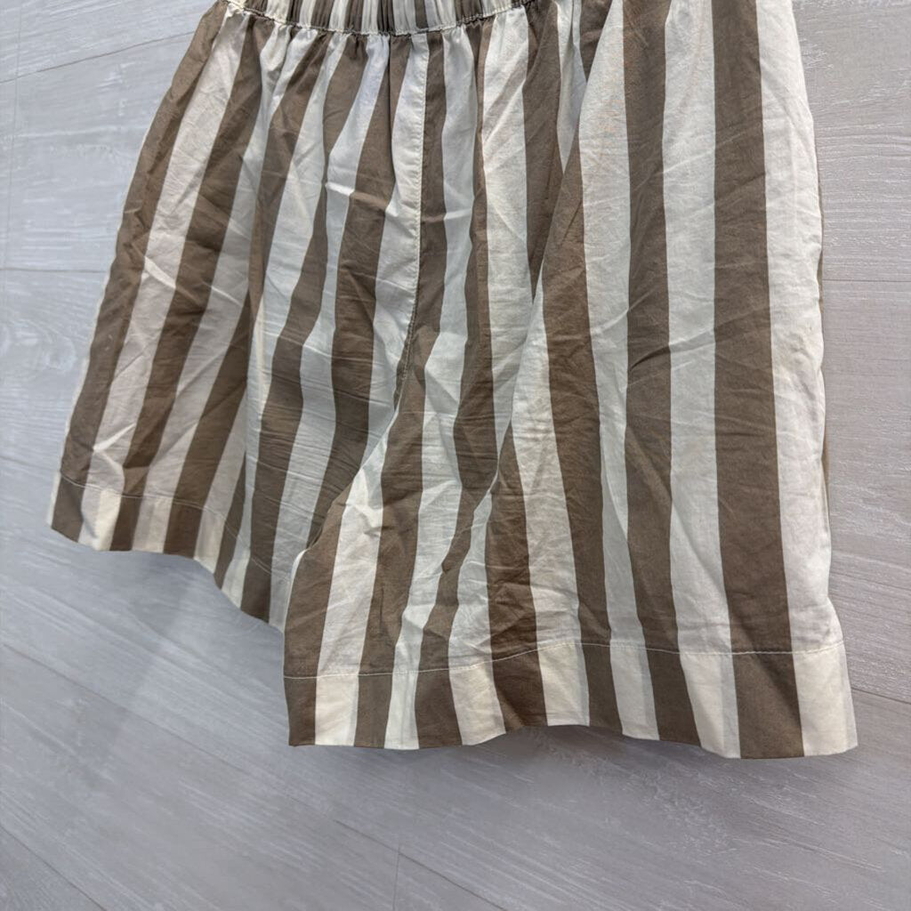 Aerie Brown/ White Striped High Waister Boxer Style Shorts Small
