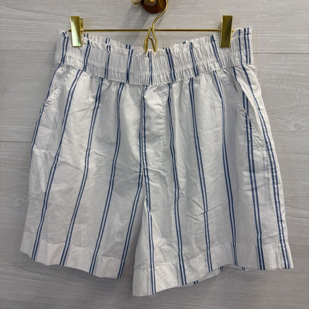 Aerie White/ Blue Striped High Waisted Boxer Style Shorts Medium