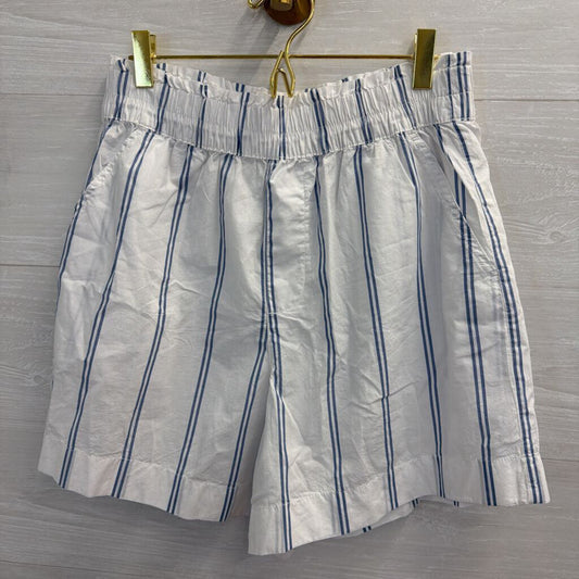 Aerie White/ Blue Striped High Waisted Boxer Style Shorts Medium