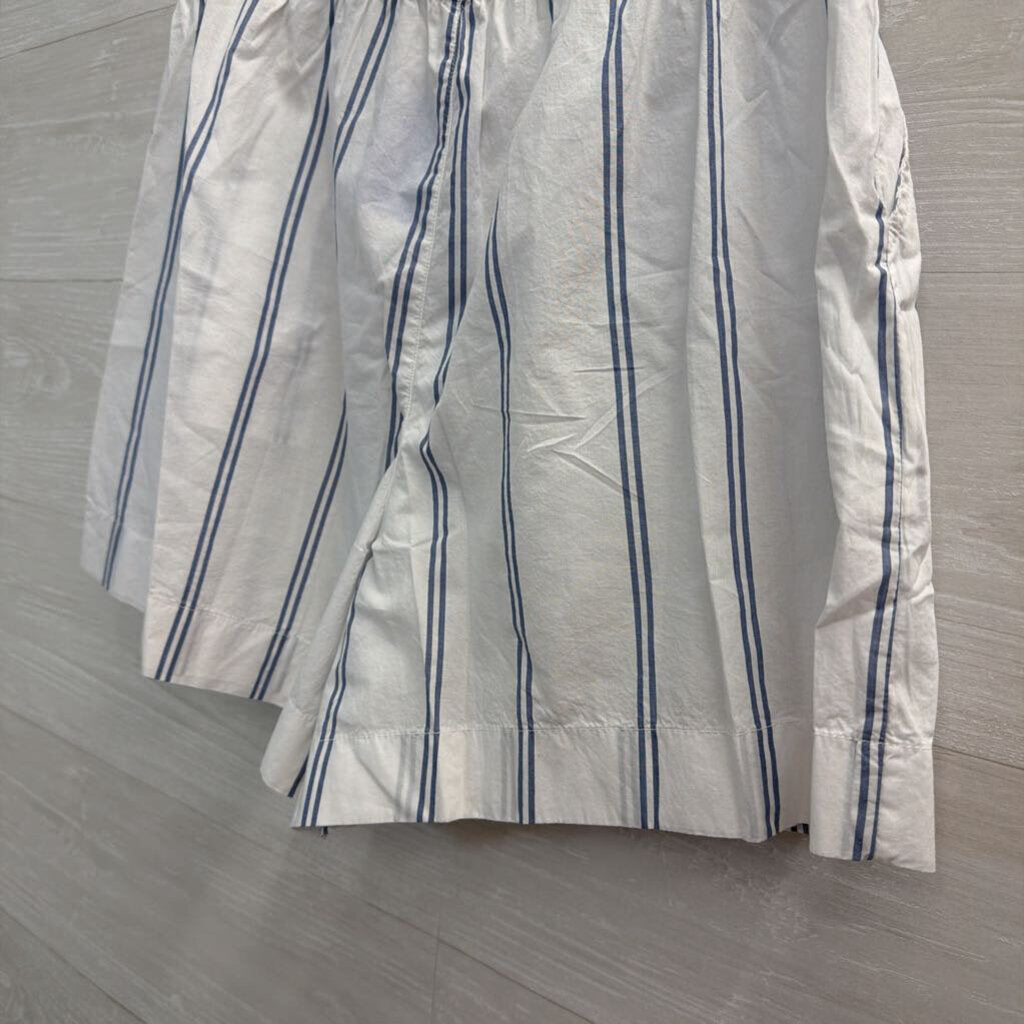 Aerie White/ Blue Striped High Waisted Boxer Style Shorts Medium