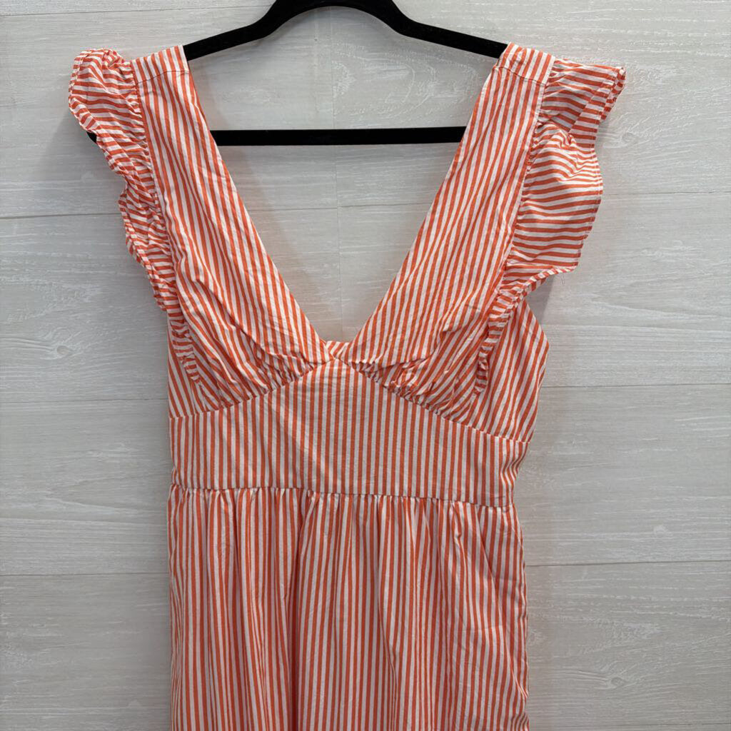 Skies are Blue Red/ White Striped Tie Back Maxi Dress Medium