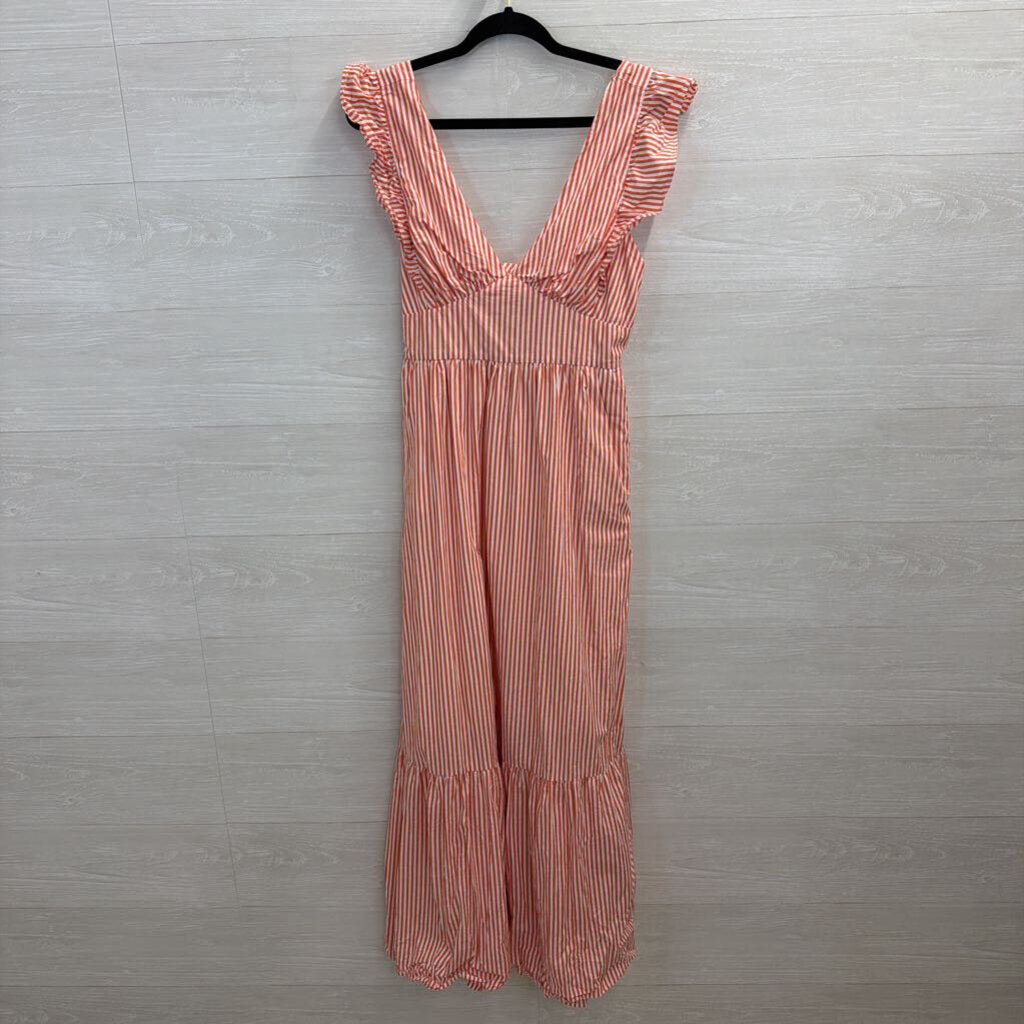 Skies are Blue Red/ White Striped Tie Back Maxi Dress Medium