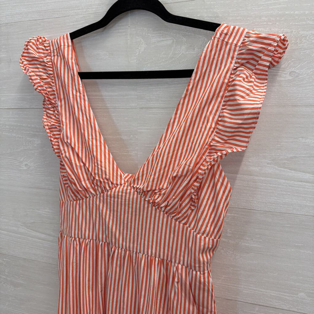 Skies are Blue Red/ White Striped Tie Back Maxi Dress Medium