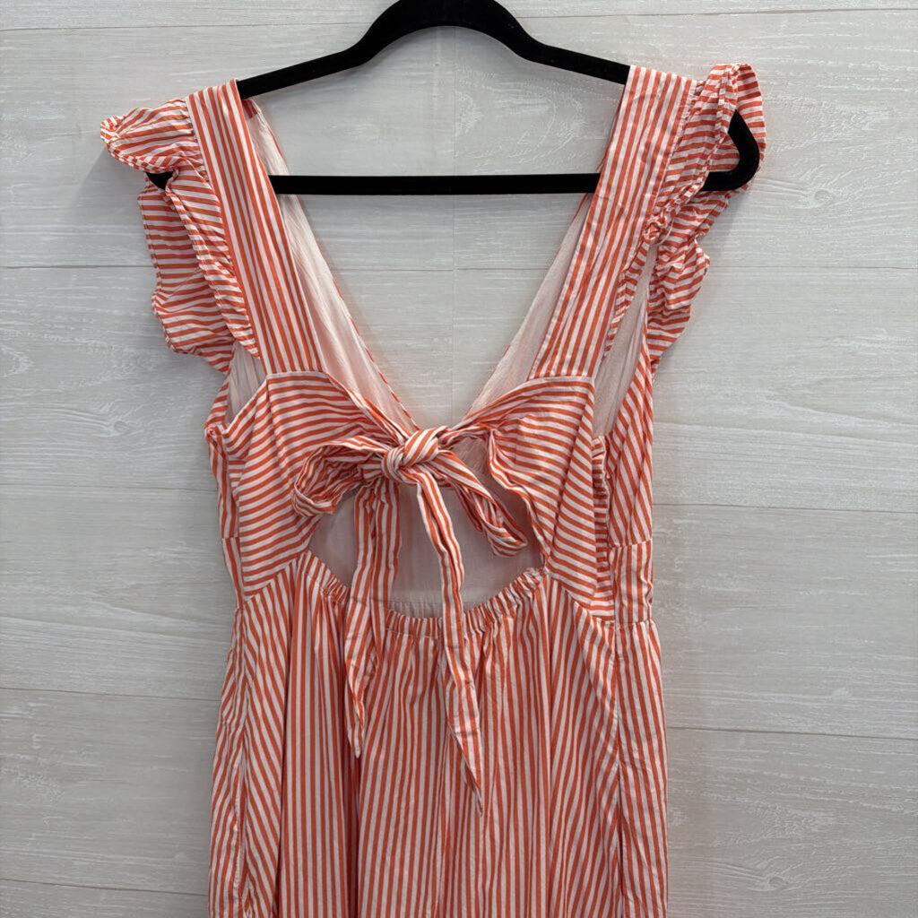 Skies are Blue Red/ White Striped Tie Back Maxi Dress Medium