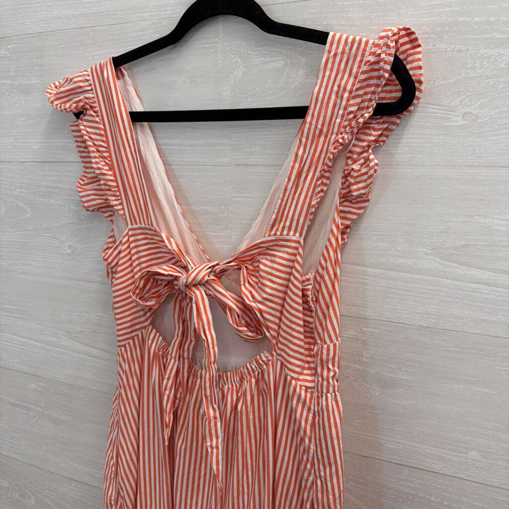 Skies are Blue Red/ White Striped Tie Back Maxi Dress Medium