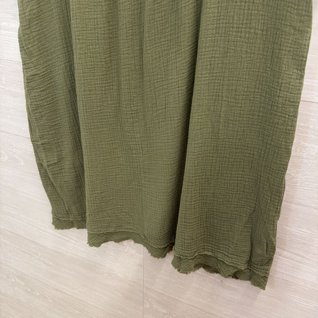 Zenana Green Textured Short Sleeve Boxy Dress Medium