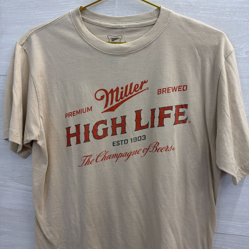 Beige/ Red Miller High Life Short Sleeve Graphic Tee Large