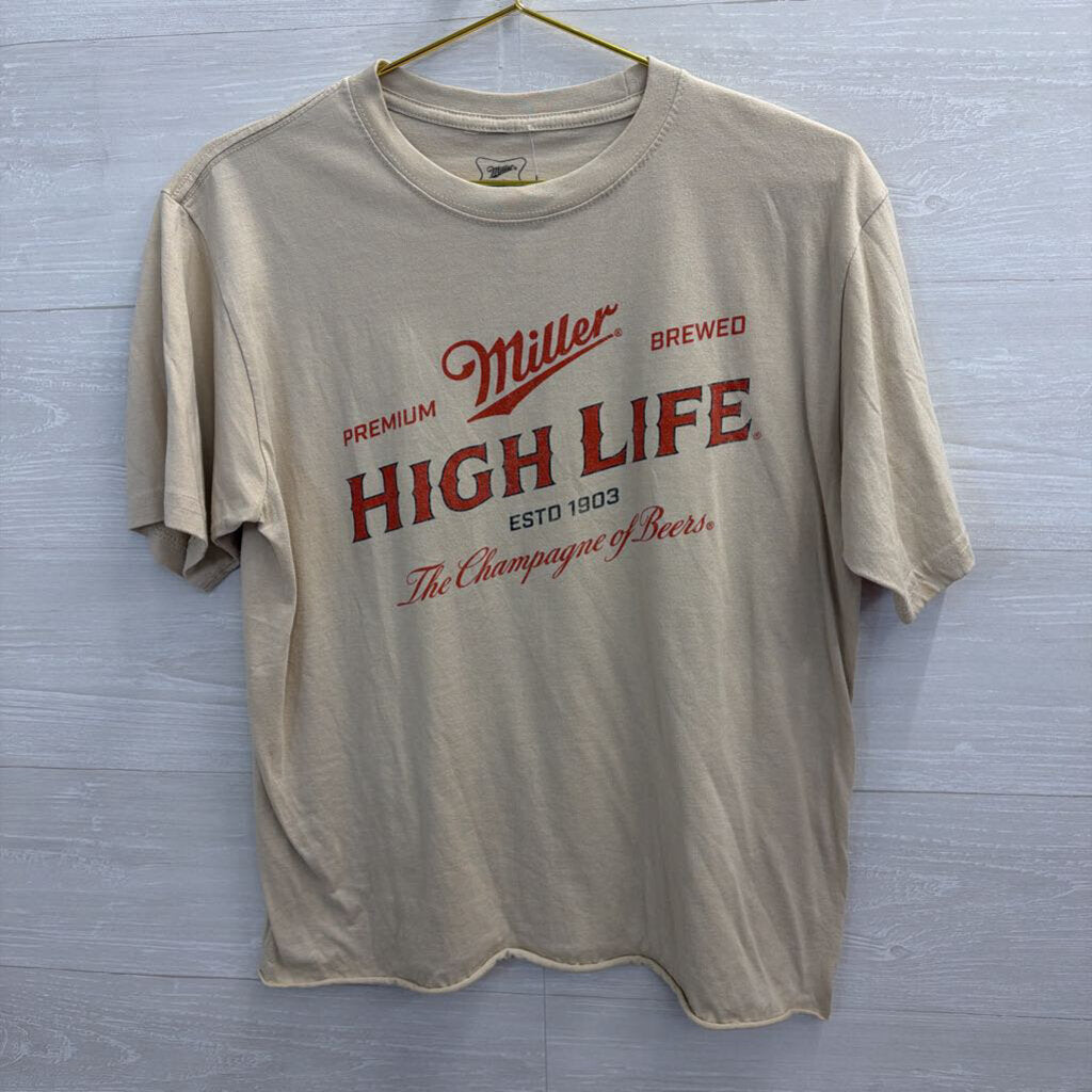Beige/ Red Miller High Life Short Sleeve Graphic Tee Large