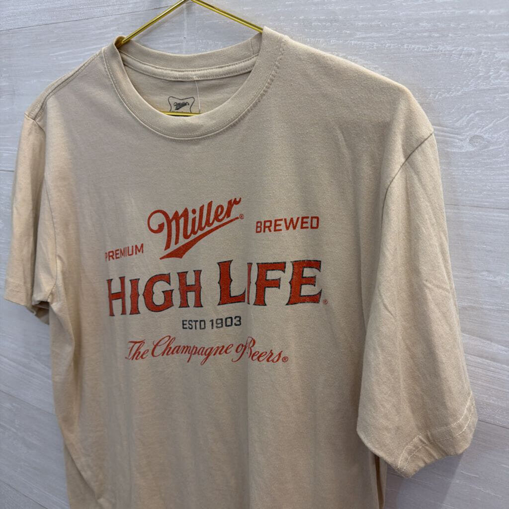Beige/ Red Miller High Life Short Sleeve Graphic Tee Large