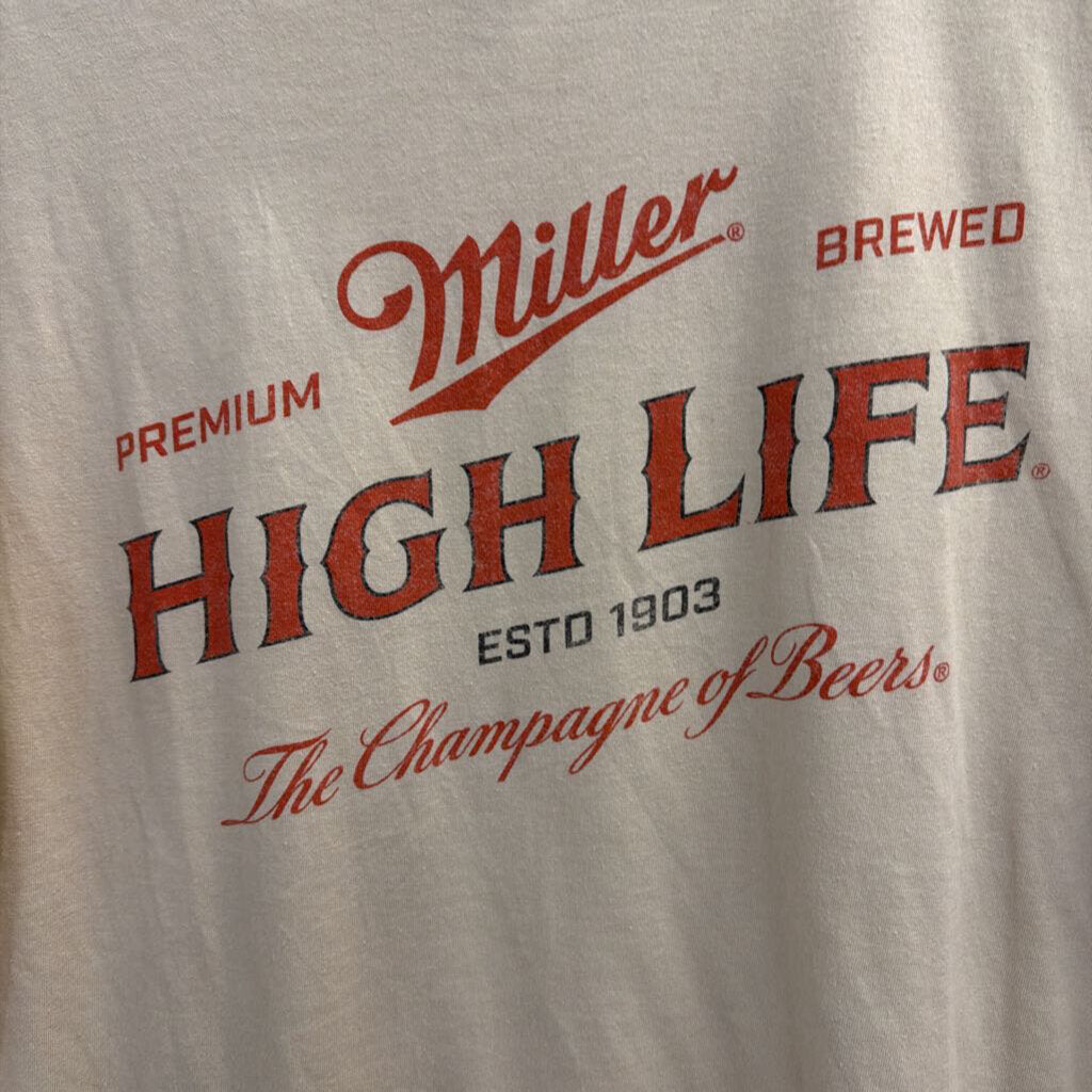 Beige/ Red Miller High Life Short Sleeve Graphic Tee Large