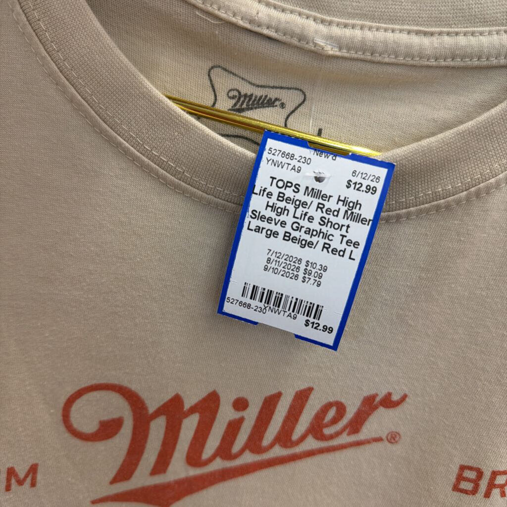 Beige/ Red Miller High Life Short Sleeve Graphic Tee Large