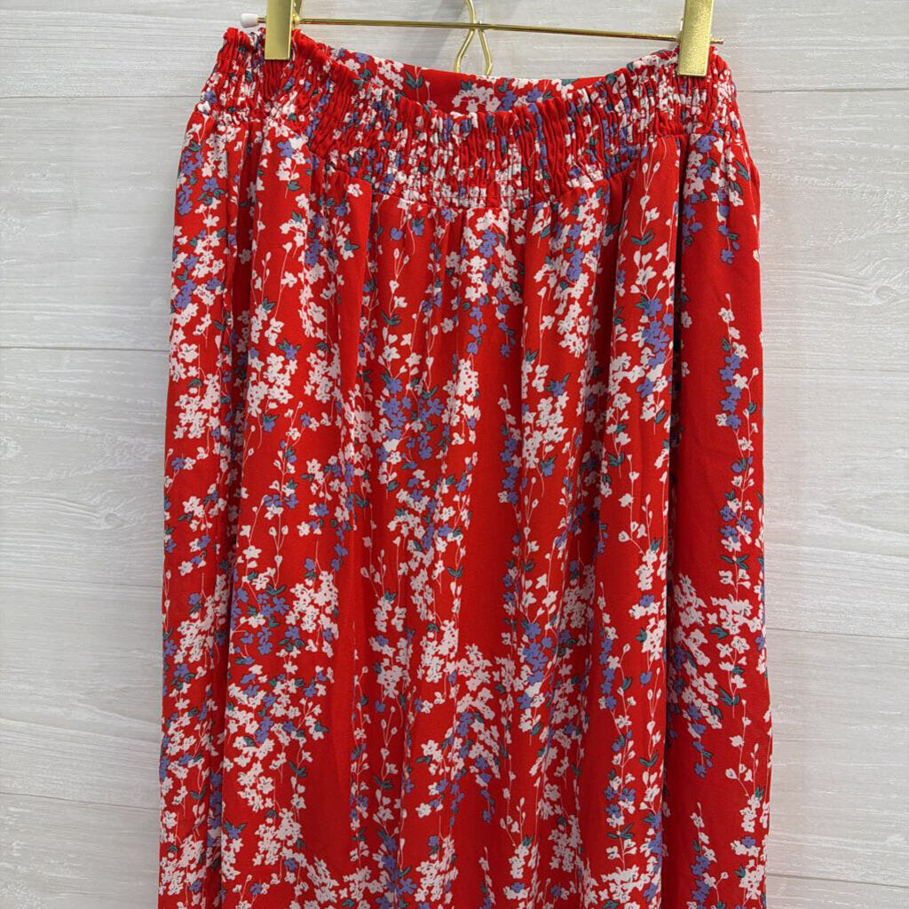Red/ White/ Blue Print Cropped Short Sleeve Top/ Maxi Skirt Set Large