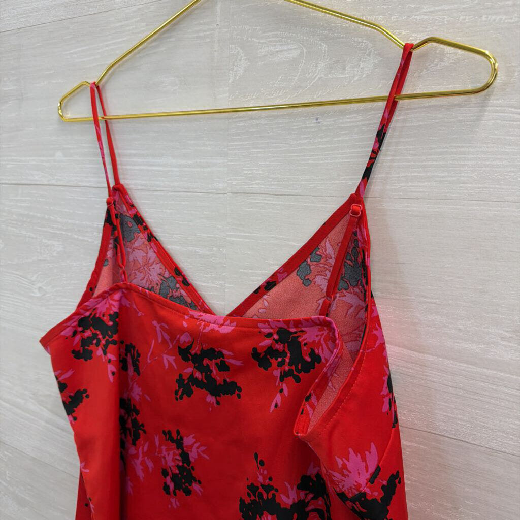 Red/ Black Silky Print Tank Top Medium