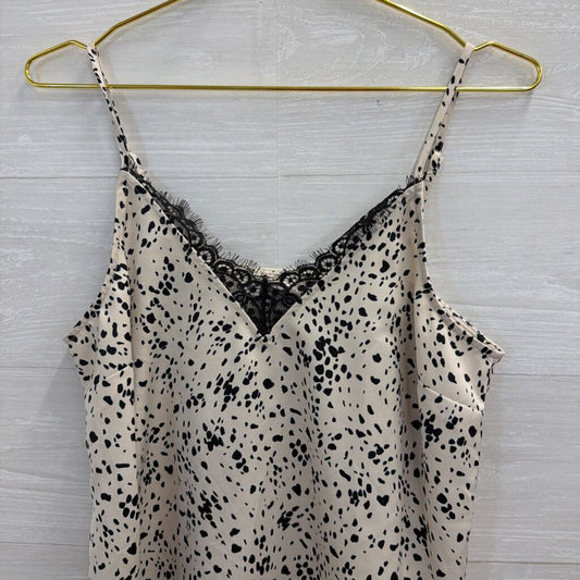 White/ Black Print Silky Tank Top Medium