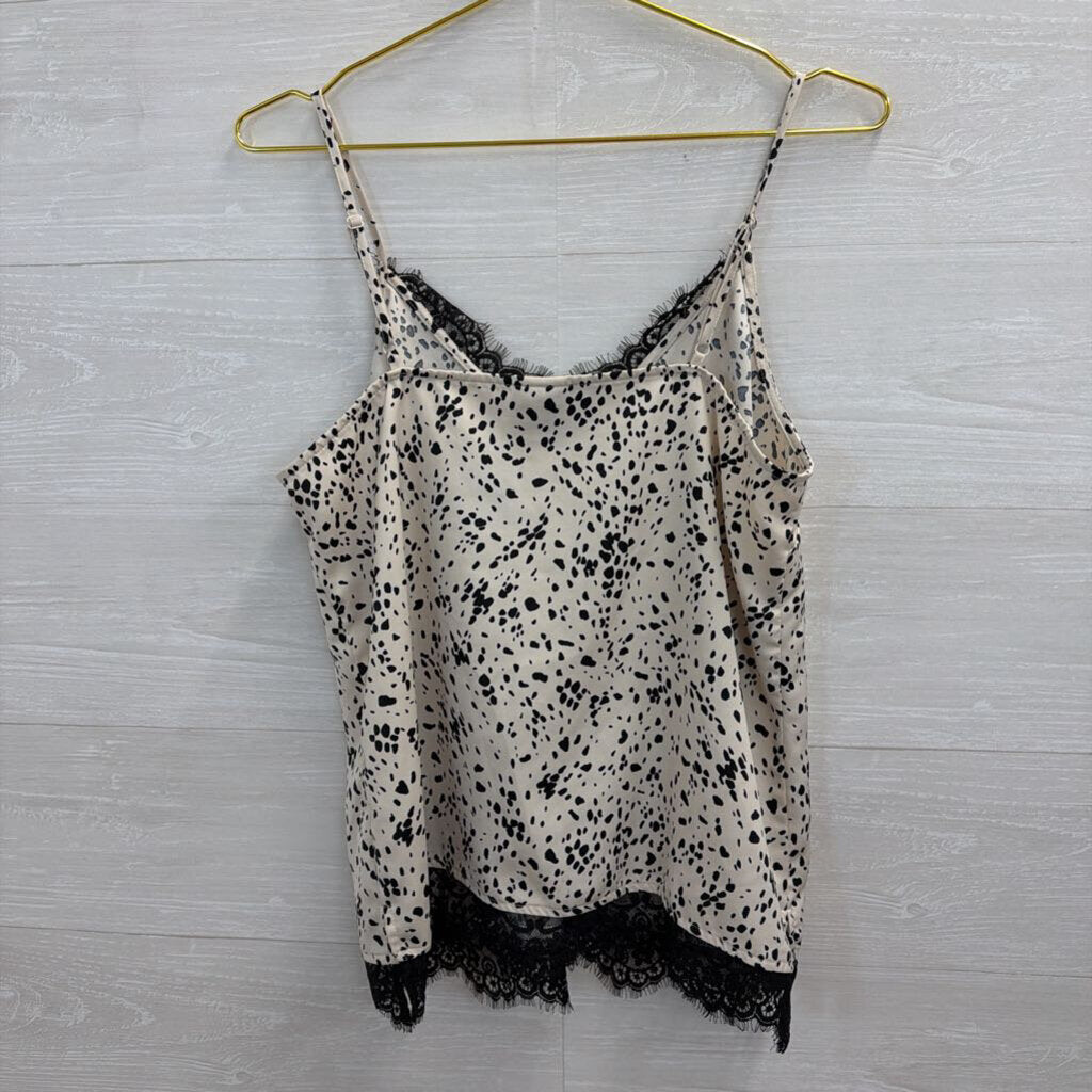 White/ Black Print Silky Tank Top Medium