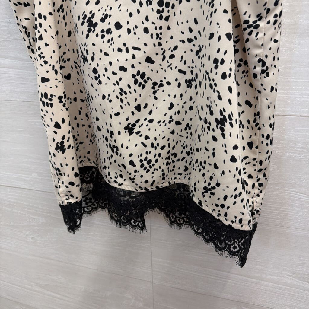 White/ Black Print Silky Tank Top Medium