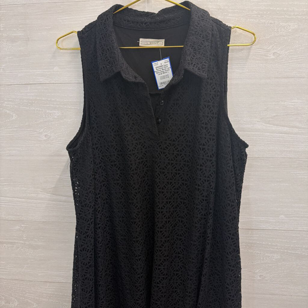 Dana Buchman Black Lace Sleeveless Dress Large