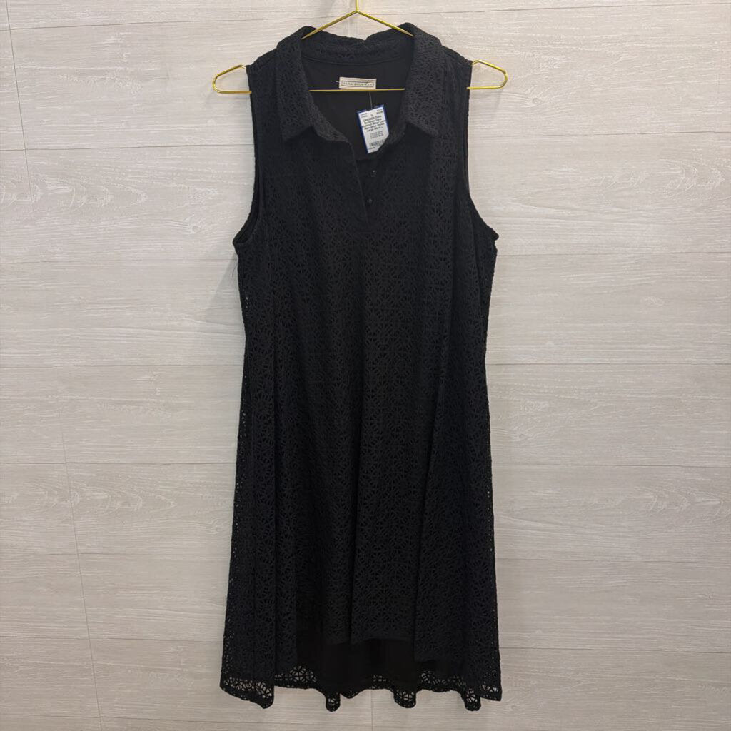 Dana Buchman Black Lace Sleeveless Dress Large