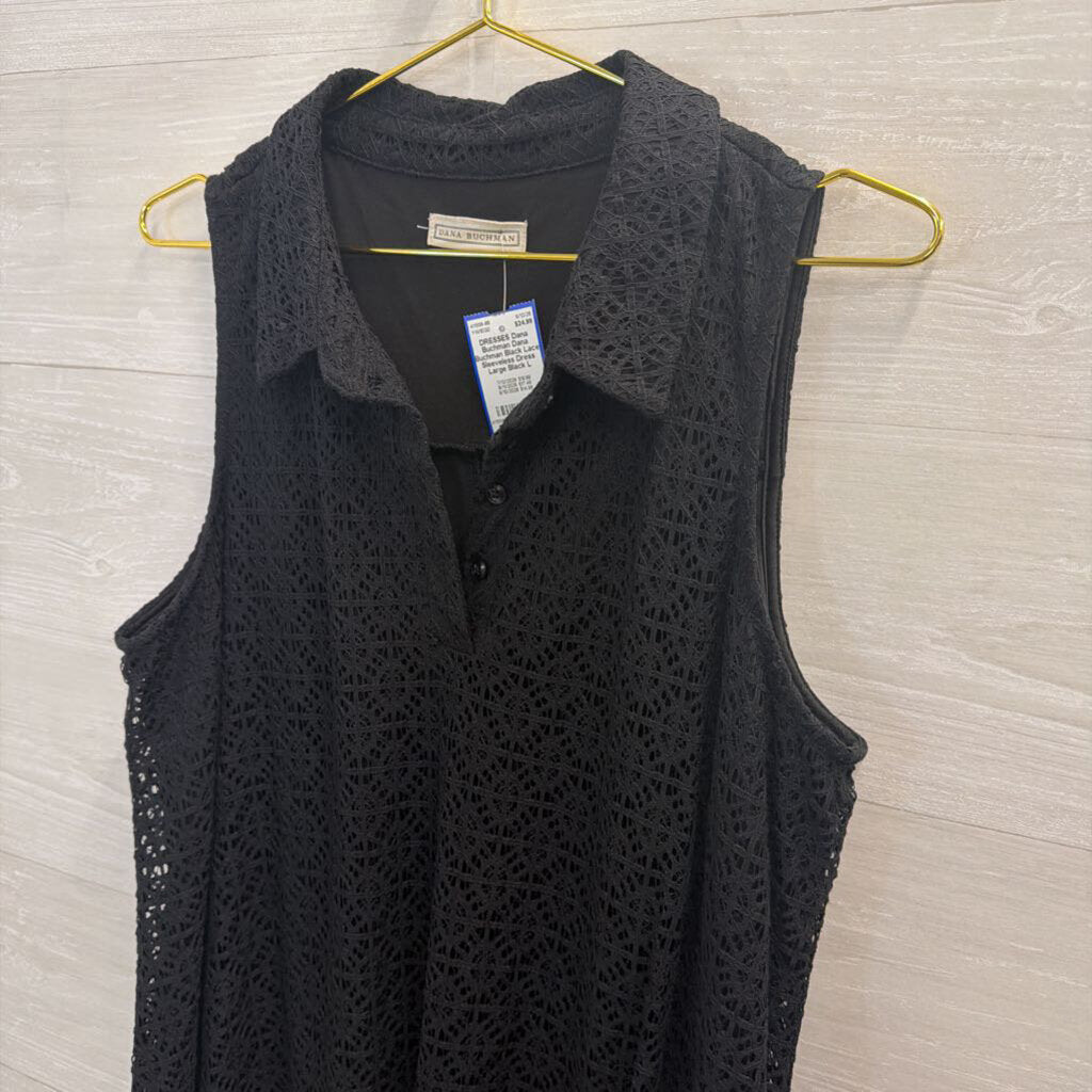 Dana Buchman Black Lace Sleeveless Dress Large