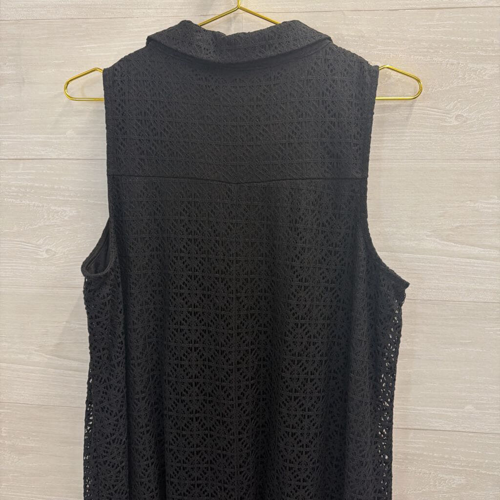 Dana Buchman Black Lace Sleeveless Dress Large