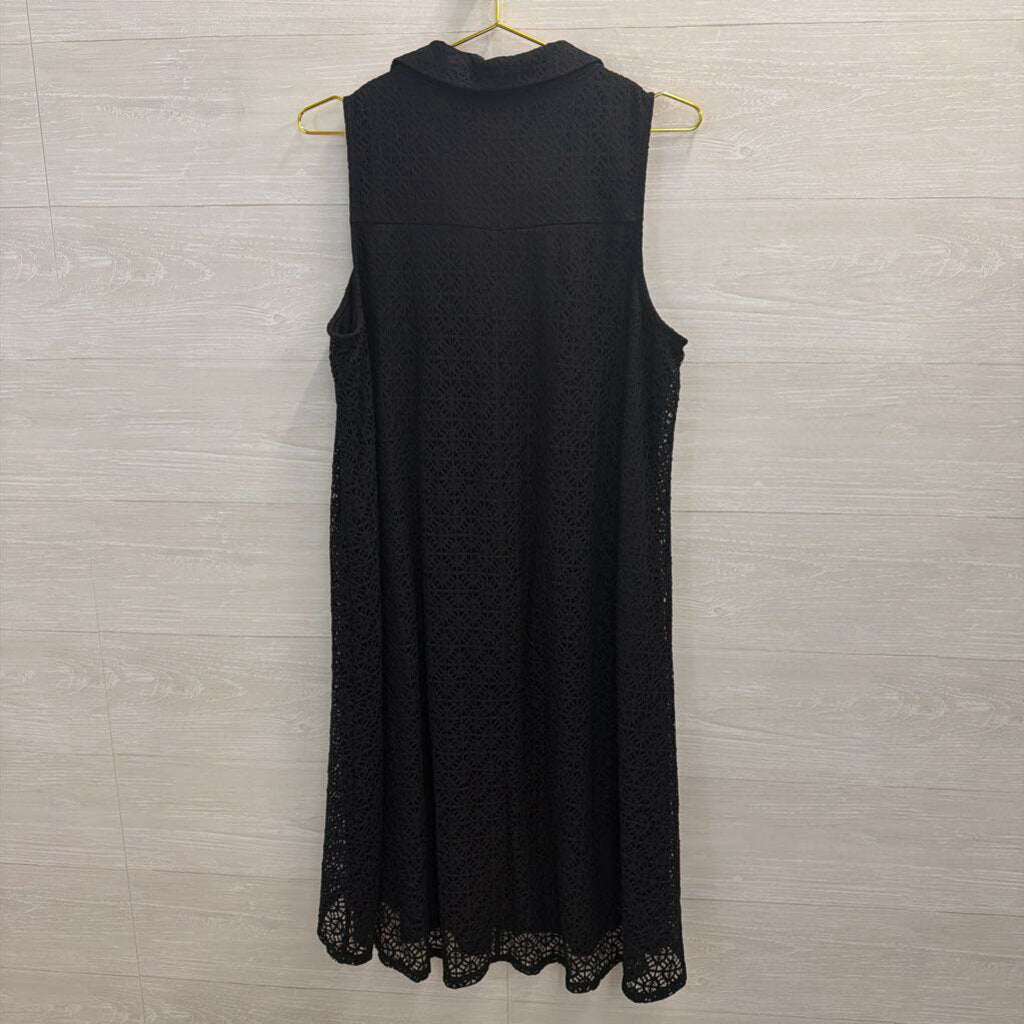 Dana Buchman Black Lace Sleeveless Dress Large