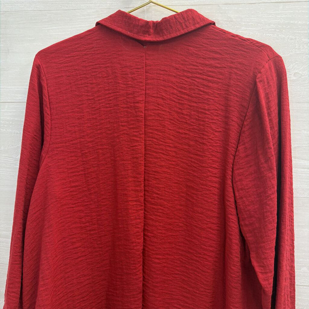 Habitat Red Long Sleeve Button Down Top Large