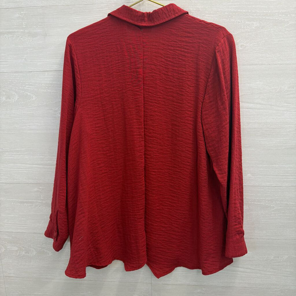 Habitat Red Long Sleeve Button Down Top Large