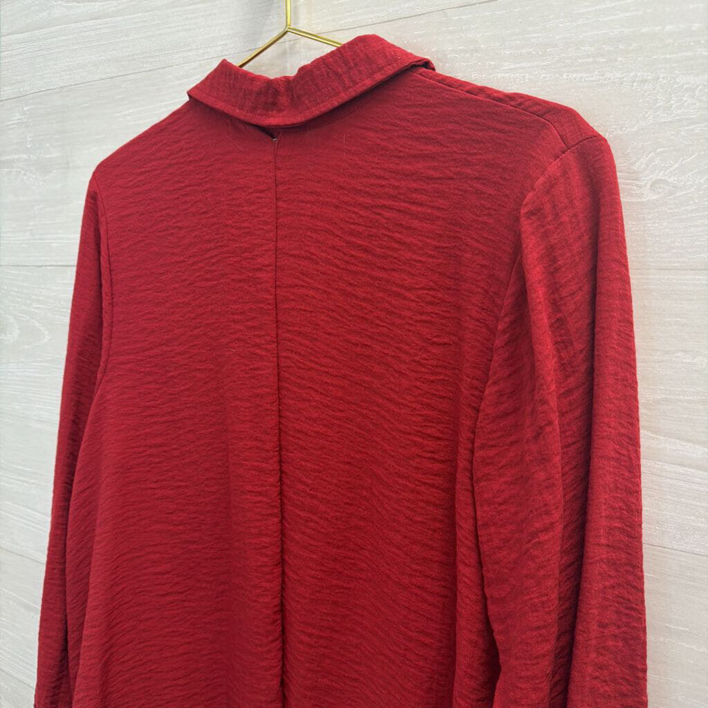 Habitat Red Long Sleeve Button Down Top Large