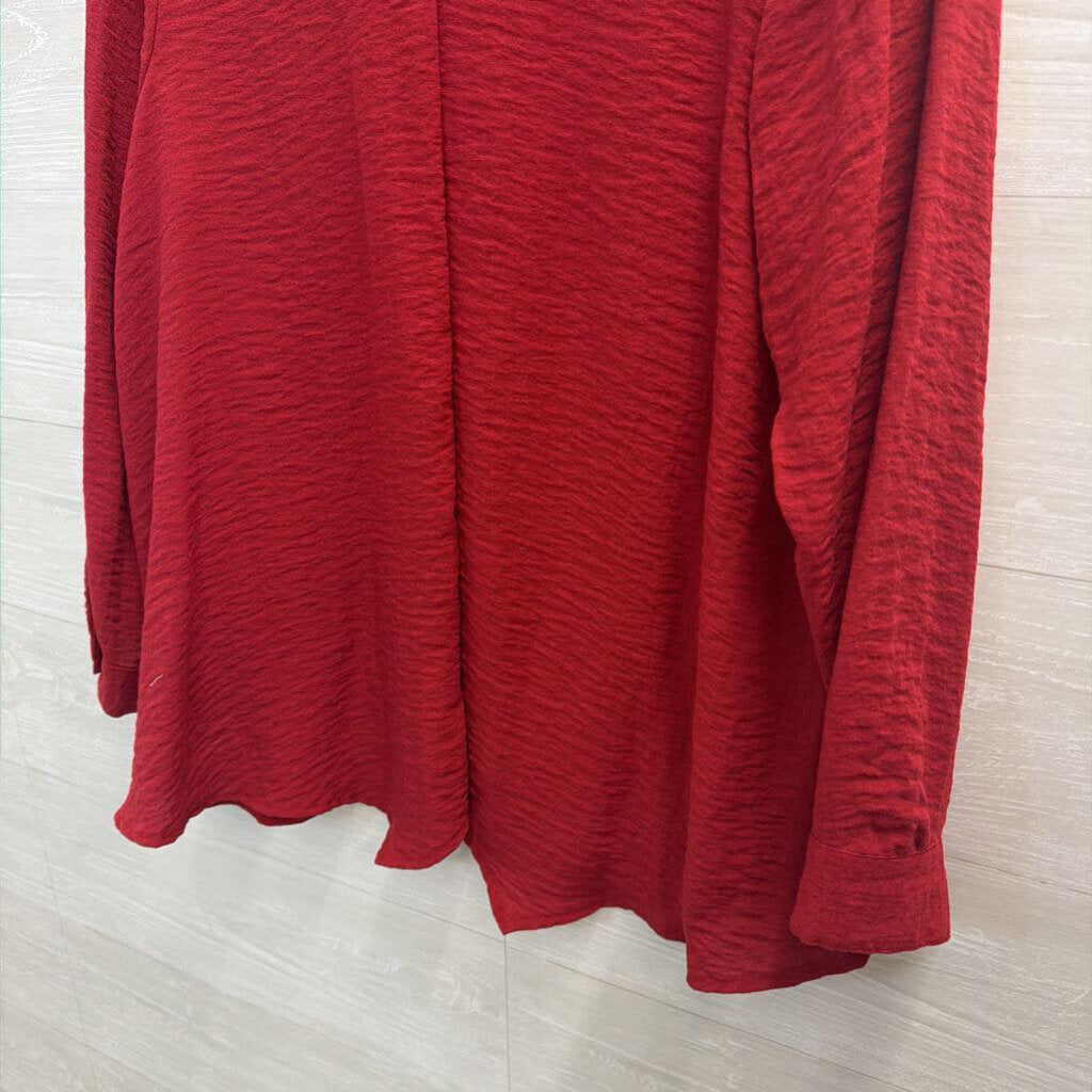 Habitat Red Long Sleeve Button Down Top Large