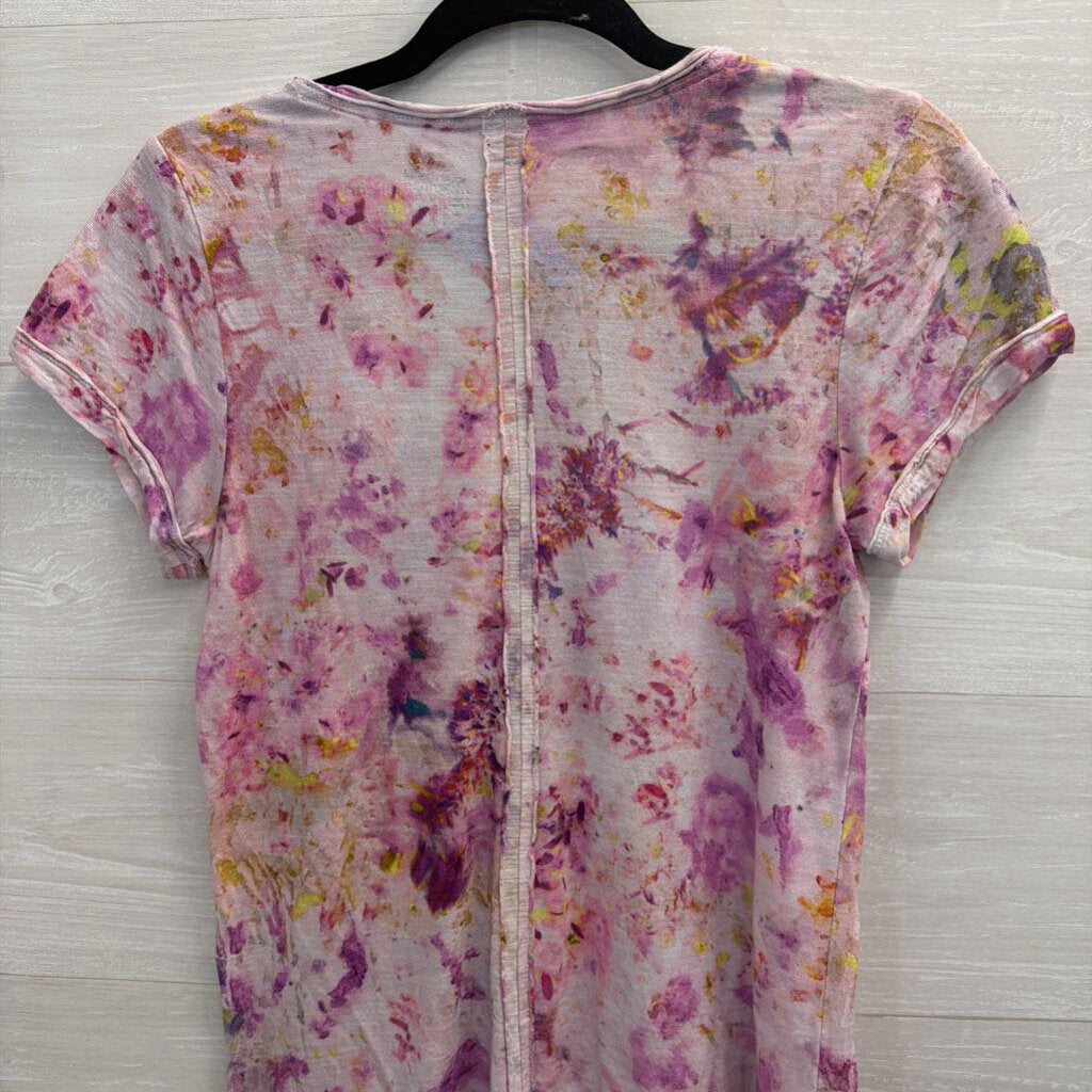 Pilcro Purple Print Short Sleeve Top Extra Small