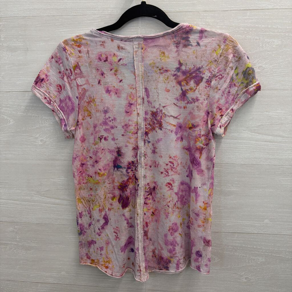 Pilcro Purple Print Short Sleeve Top Extra Small