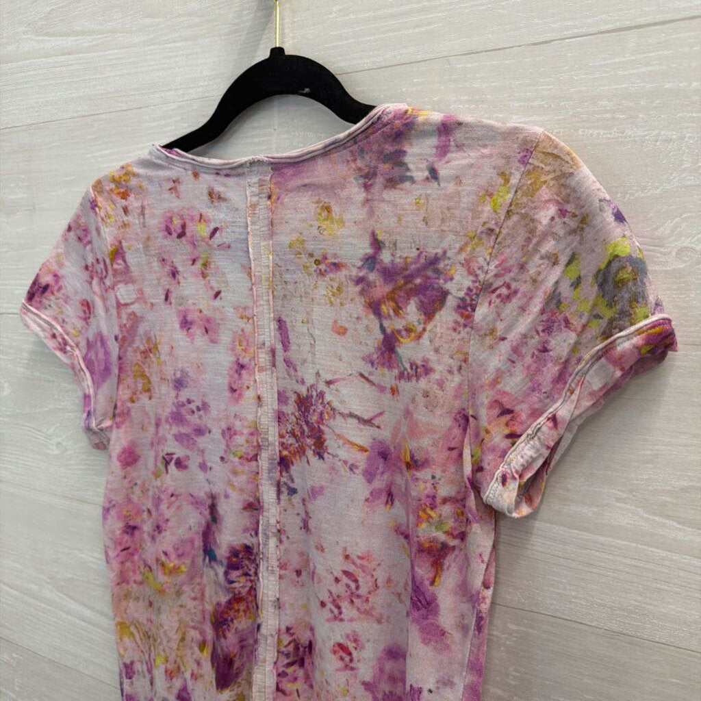 Pilcro Purple Print Short Sleeve Top Extra Small
