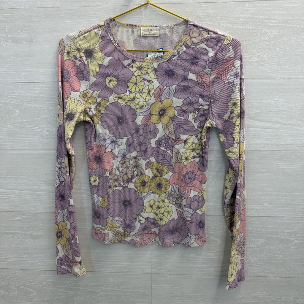 t.la Cream/ Multi Flower Print Long Sleeve Top Small