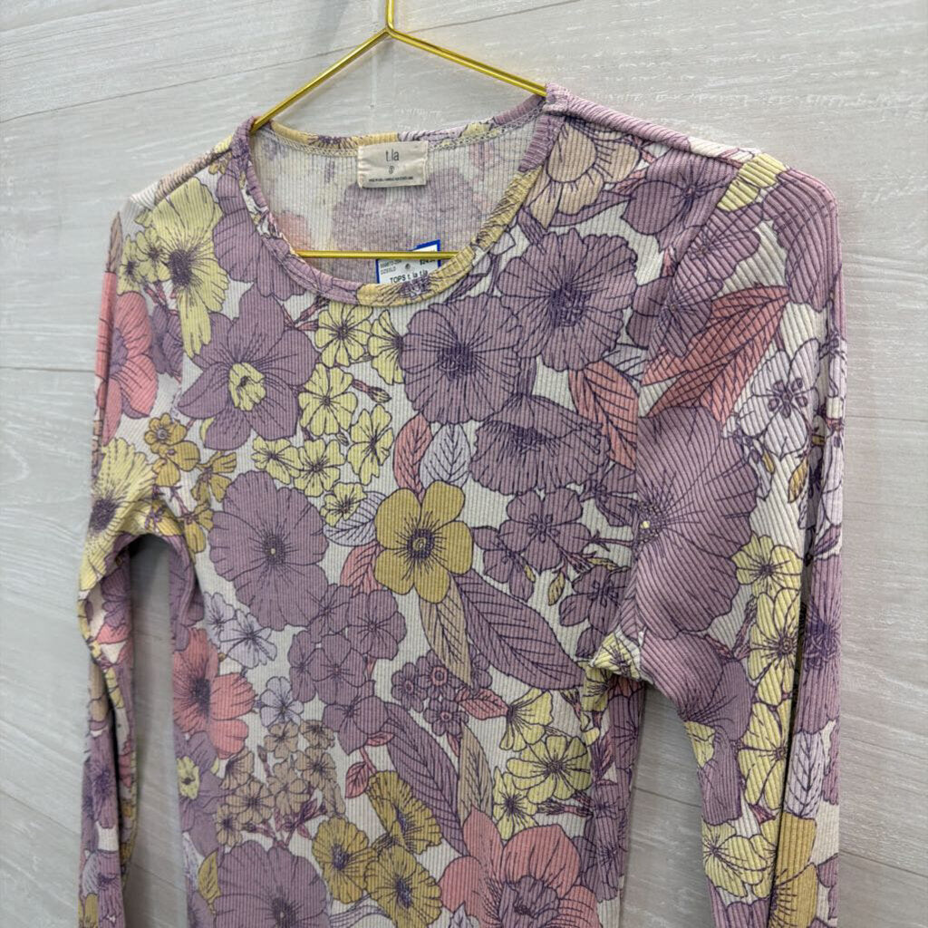 t.la Cream/ Multi Flower Print Long Sleeve Top Small