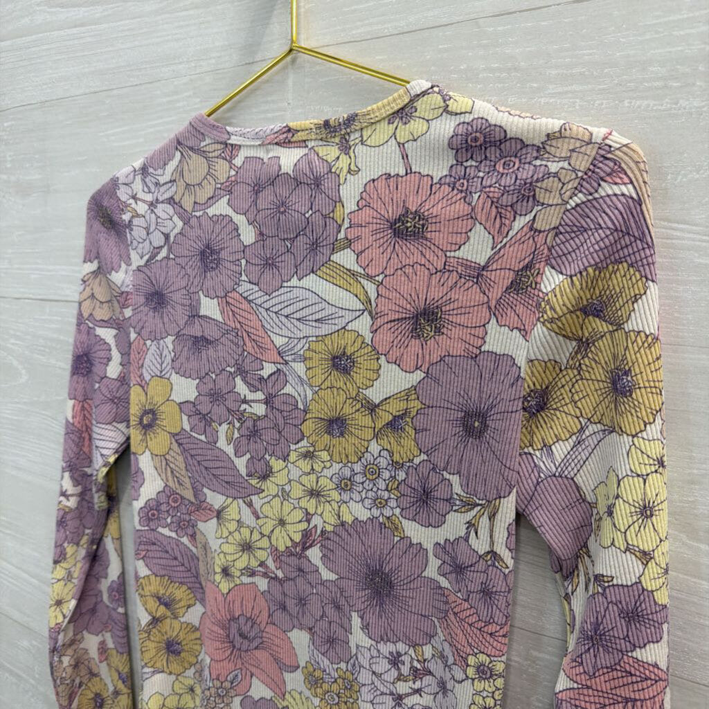 t.la Cream/ Multi Flower Print Long Sleeve Top Small