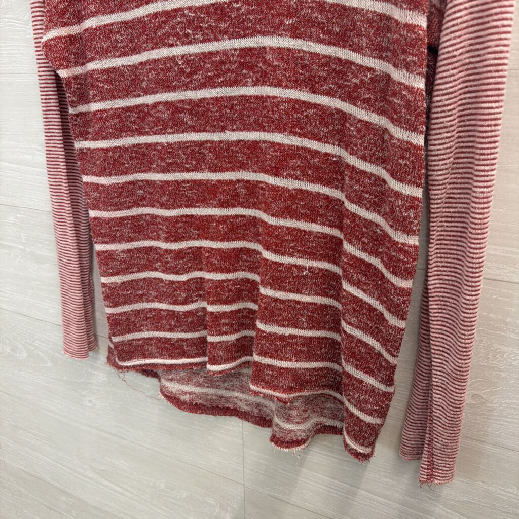 We The Free Red/ Cream Striped Long Sleeve Knit Top Extra Small