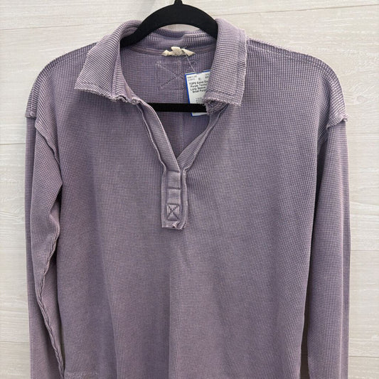 Easel Purple Textured Long Sleeve Top Small