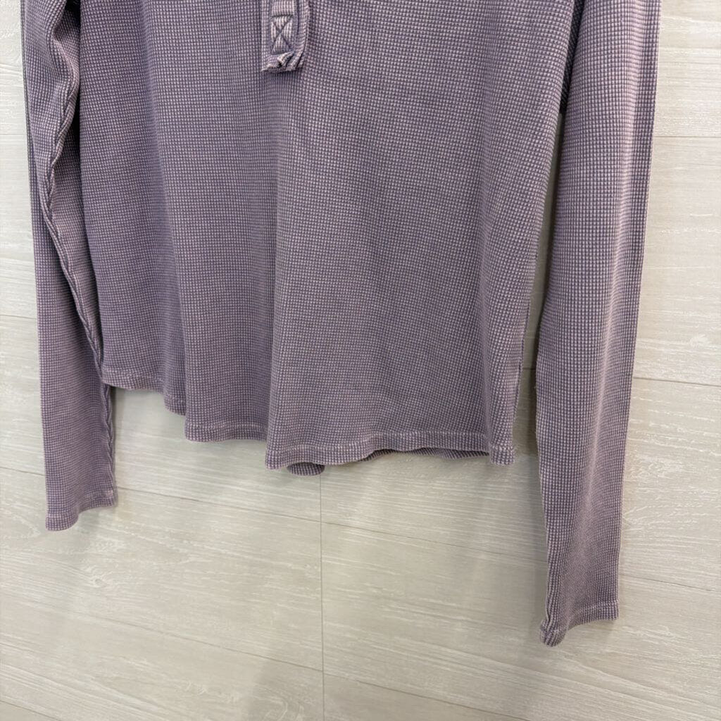 Easel Purple Textured Long Sleeve Top Small