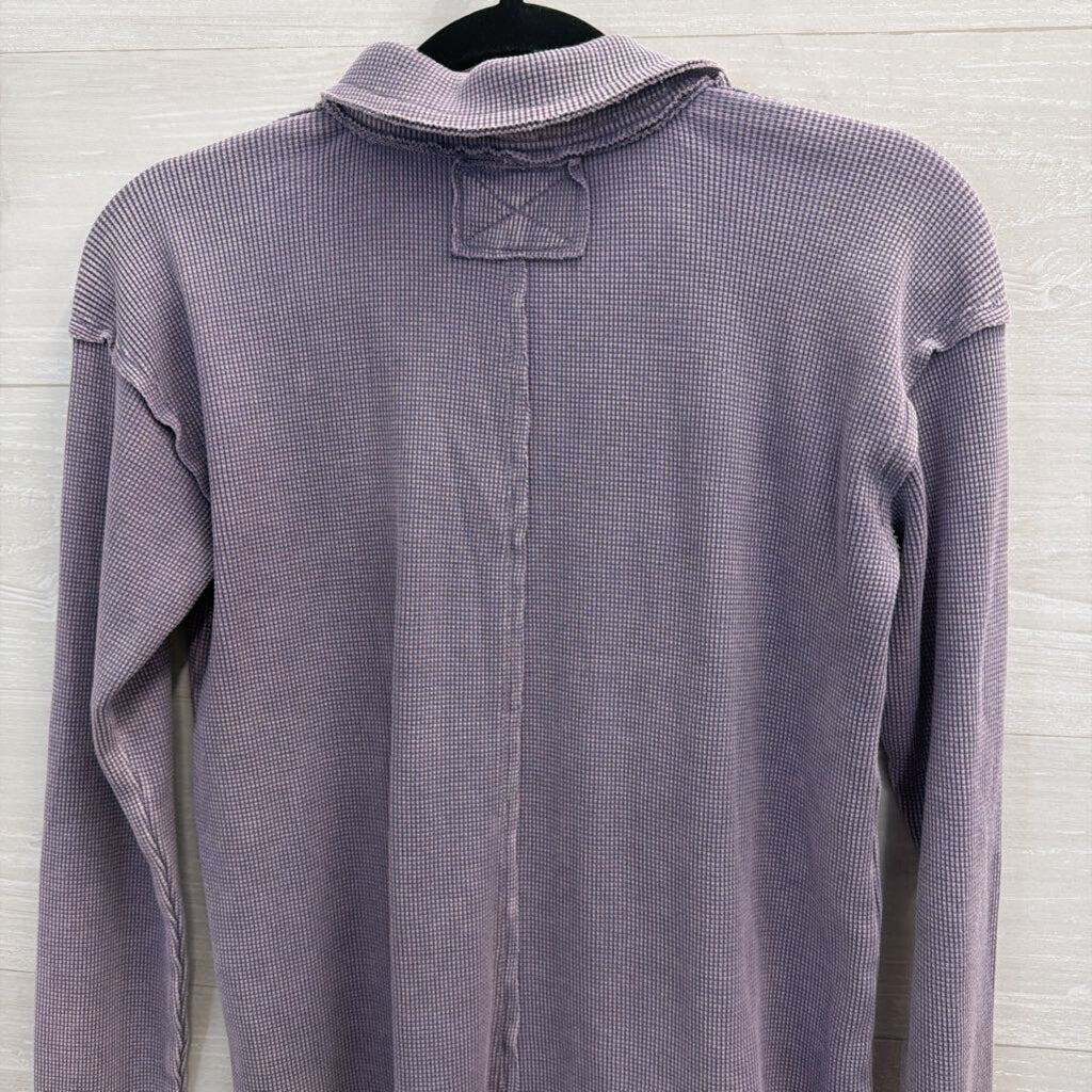 Easel Purple Textured Long Sleeve Top Small