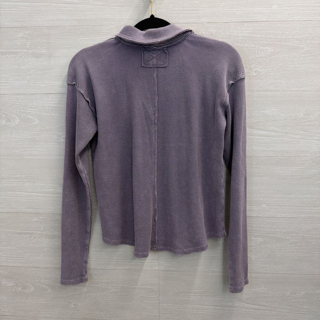 Easel Purple Textured Long Sleeve Top Small